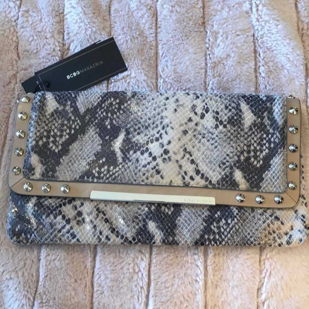 Leather snakeskin clutch